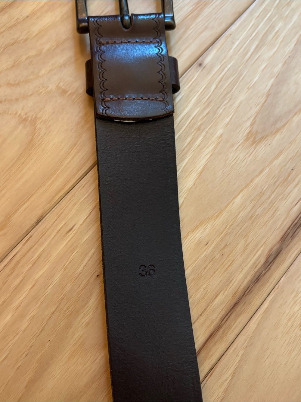 J. Crew Brown Leather Belt Size 36 - Picture 9 of 10
